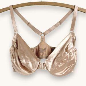 Victoria's Secret Tan Satin Racerback Bra Adjustable Straps Light Padding 36DD
